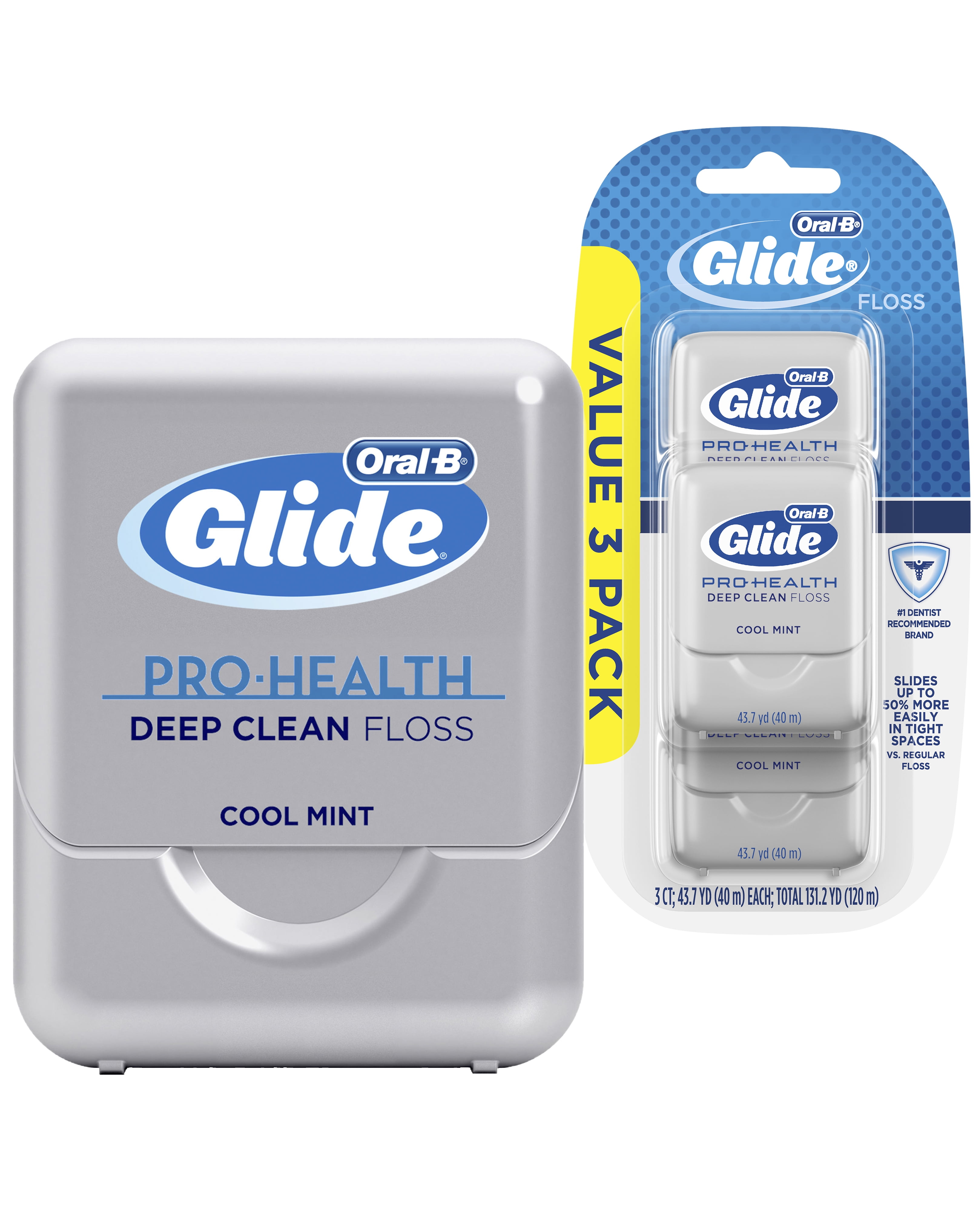 Oral-B Glide Pro-Health Deep Clean Cool Mint Dental Floss, Value 3 Pack (40m Each)