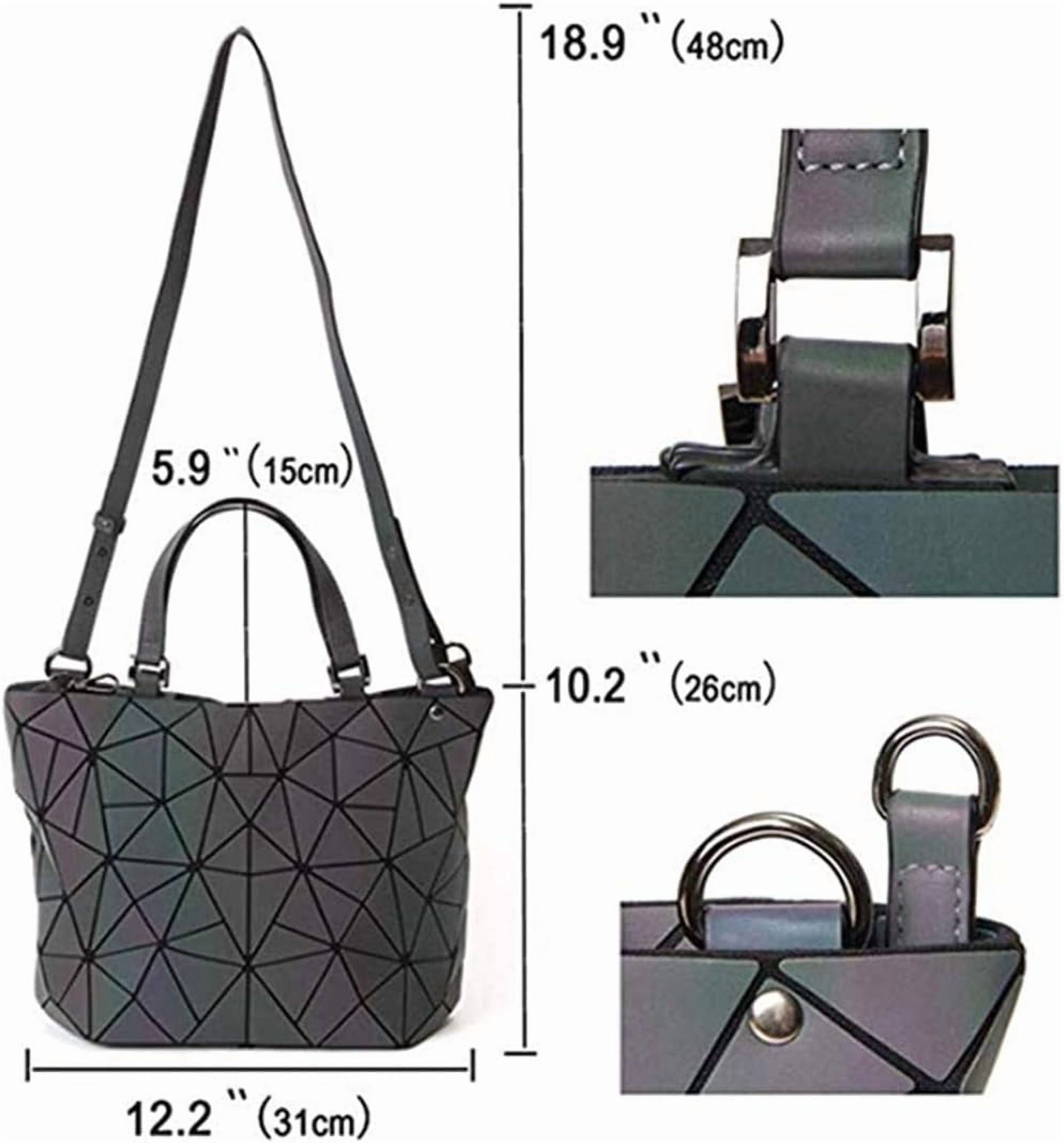 Kwuty Geometric Luminous Purses and Handbags Shard Lattice Eco-Friendly Artificial Leather Rainbow Holographic Purse (Colorful)