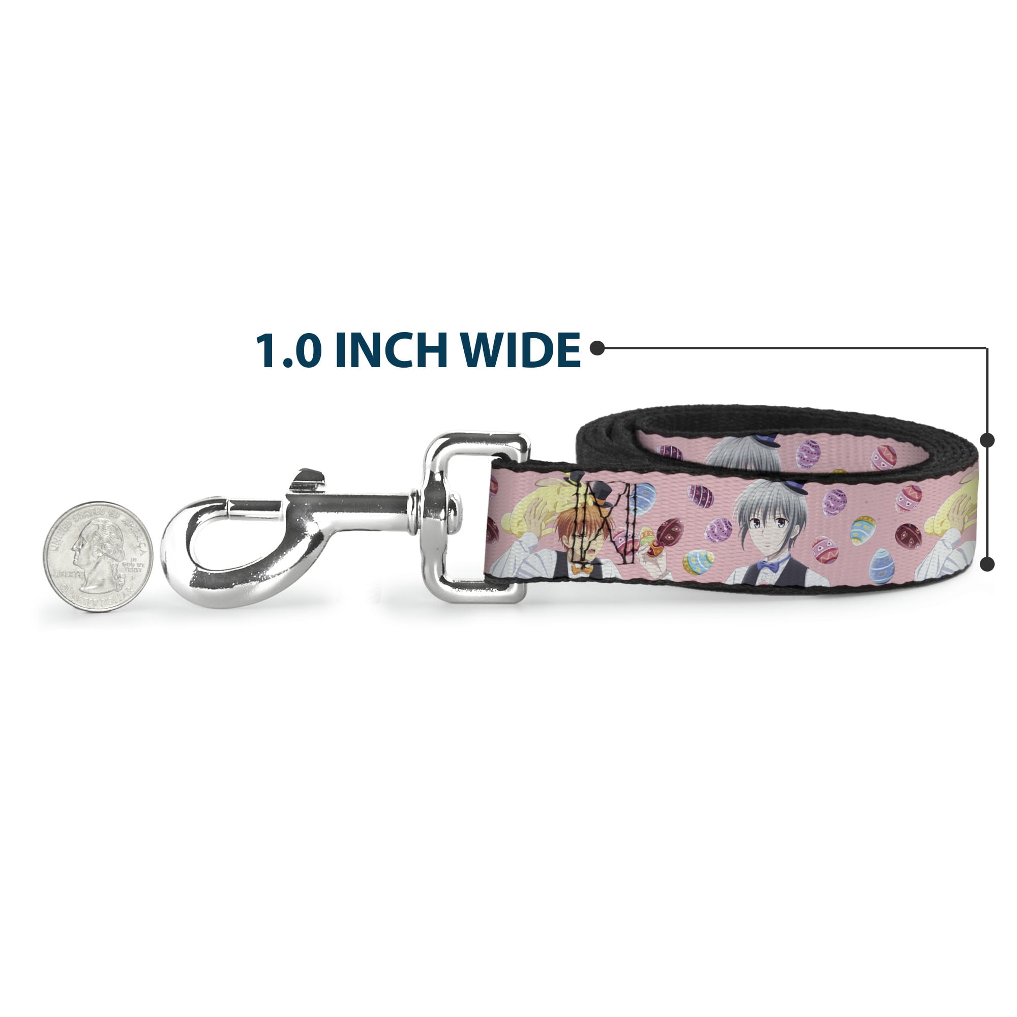 Crunchyroll Pet Leash, Dog Leash, Fruits Basket Kyo and Yuki Easter Themed Animage Pose Pink, 6 Feet Long 1.0 Inch Wide