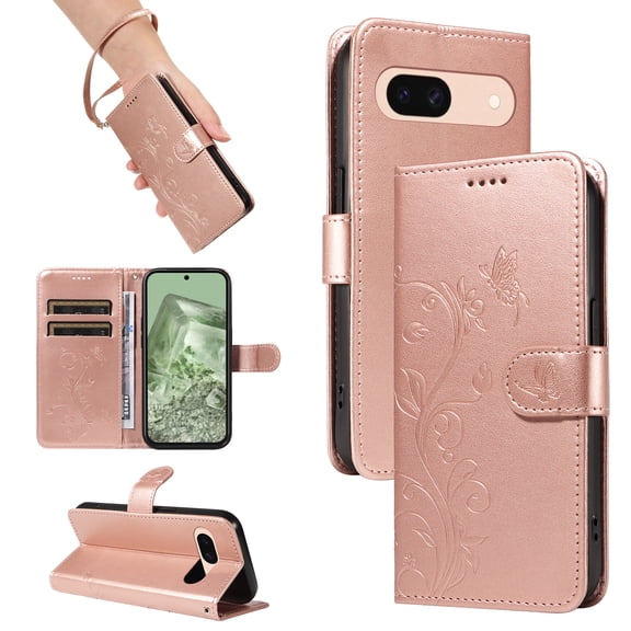 Wallet Case for Google Pixel 8a, PU Leather Card Slots with Kickstand Function Shockproof Cover for Google Pixel 8a