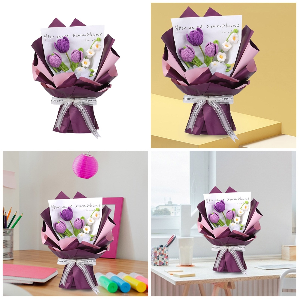 Crochet Flower Bouquet Set Includes Step-by-Step Instruction Crochet Hook Yarn