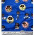 thumbnail image 1 of Soimoi Blue Poly Georgette Fabric Circle,Cook & Working Girl Print Fabric by Yard 52 Inch Wide, 1 of 3