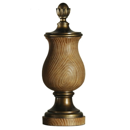 - Traditional Finial - Oak Wood Finish w/ Antique Gold Trim