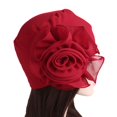 thumbnail image 5 of Skymirror Turban Cap Solid Color Large Flower Autumn Winter Brimless Pure Color Scarf Hat for Spa, 5 of 8