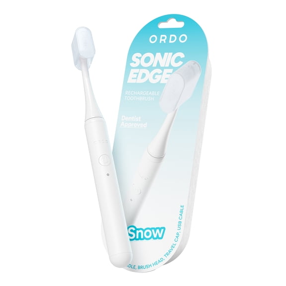 Ordo Sonic Edge Rechargeable Toothbrush - Snow, Dentist-Approved Sonic Cleaning, USB-C Charging