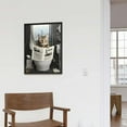 thumbnail image 4 of QZHH  Funny Cat Sitting in Toilet Reading Newspaper Poster Canvas Wall Art for Toilet Bathroom (Framed) 12x16in, 4 of 4