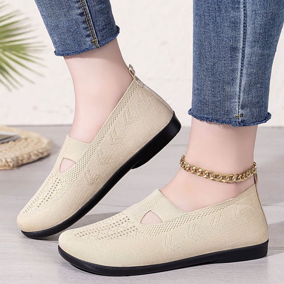 Domzle Womens Orthopedic Shoes 2026 Slip-On Flats Wide Toe Box Casual Sneakers Walking Shoes Non Slip All Season Khaki 43