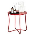 thumbnail image 7 of 18" Patio Portable Side Table, Waterproof Round Metal Steel Side Table, Terrace Wrought Iron Side Table, Weather Resistant Portable Outdoor and Indoor End Table, for Garden Balcony Yard, Red, 7 of 7