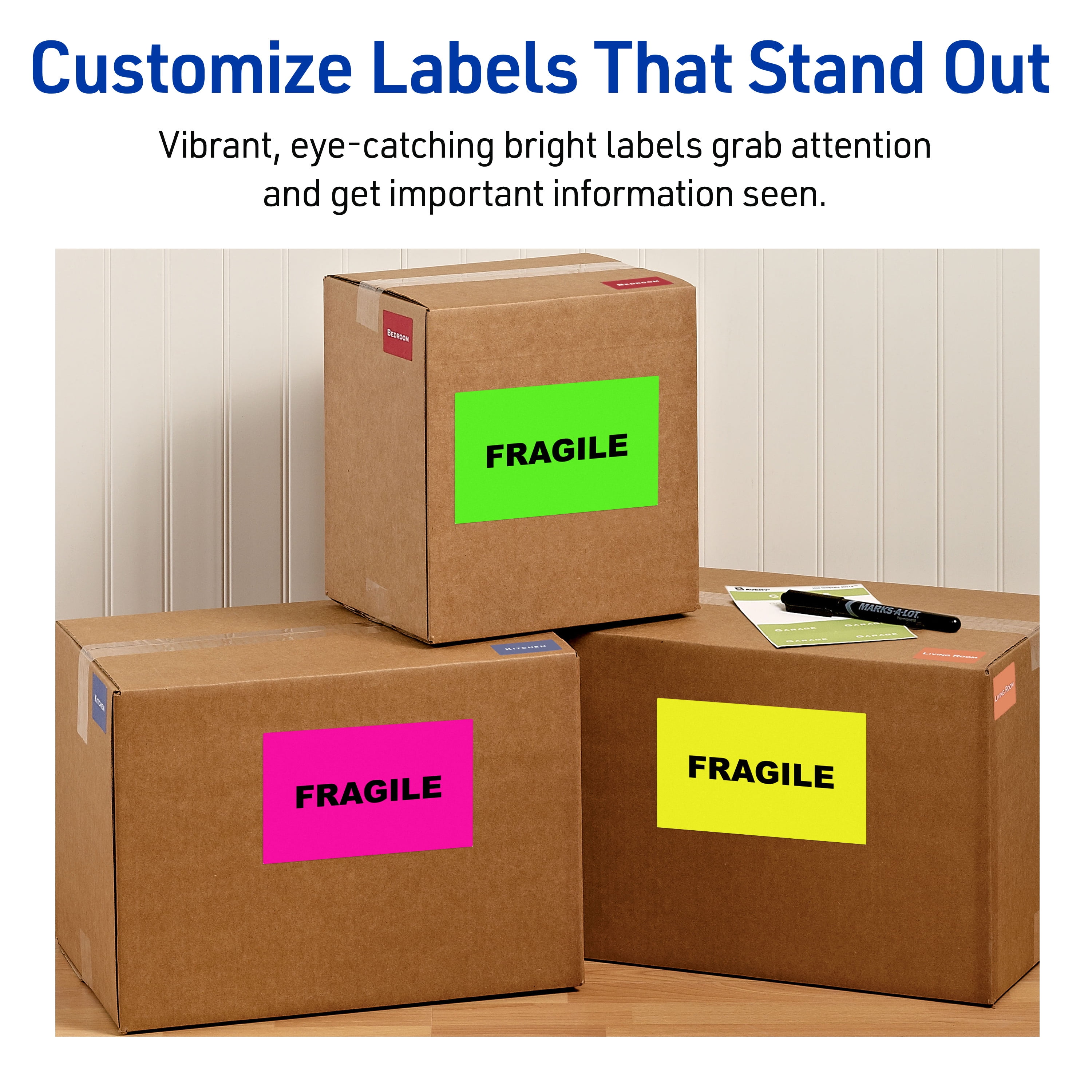 Avery Shipping Labels, 5.5" x 8.5", Neon Green, 200 Total (5952)