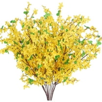 Artificial Winter Jasmine with Stem, Silk Fake Flowers in Bulk, 6 Pcs (Each 23”), for Wedding Festive Party Home Office Decoration, Not Include Vase