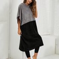 thumbnail image 2 of Change Robe Colorblock Batwing Sleeve Warm Comfortable Wearable Surf Poncho Towel Grey Black M, 2 of 6