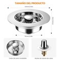 thumbnail image 2 of BOJA 2 Piezas Coladera para Fregadero de Cocina, Rejilla para Fregadero de Cocina, Tap&oacute;n y Colador de Drenaje, Colador de Cocina, Almacenamiento y Drenaje de Agua con un Solo Toque, 2 of 7