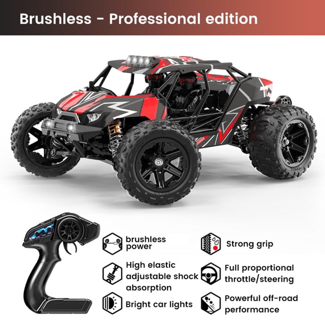 Toys Remote Control Car, 2.4G Vehano Eléctrico Recargable Con Motor Sin Escobillas 3 Baterías, 52 km/h Regalos de Juguete de AutomÓVIL de Alta Velocidad para Niños Niños