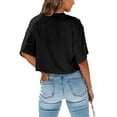 thumbnail image 3 of Dellytop Women Half Sleeve Drop Shoulder Striped Basic Crop Tops, 3 of 4