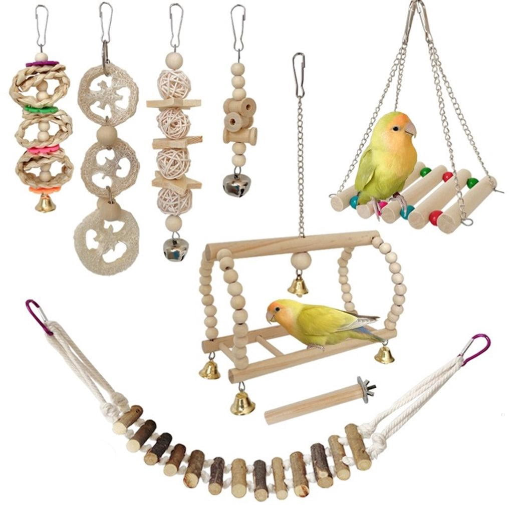 Bird Tearing Puzzle Perch Toy Bird Cage Chewing Toy Rattan Standing Toy for Small Bird Birdcage Decors Bird Supply