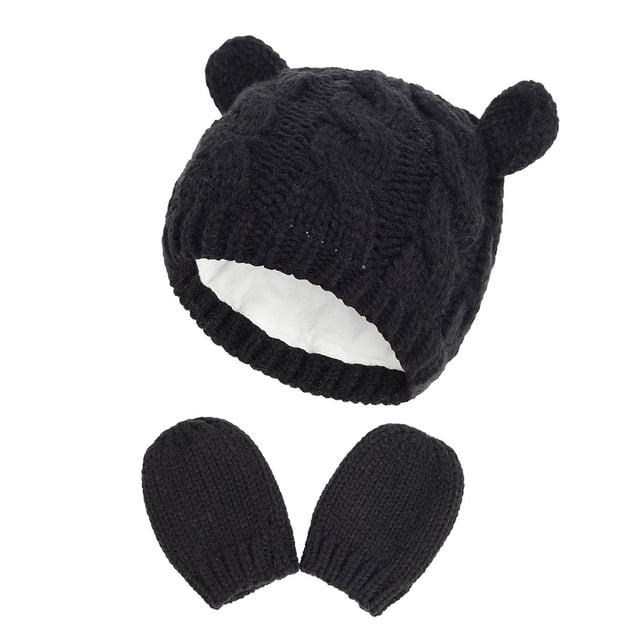 Conjunto de gorro y guantes para bebé otoño e invierno.