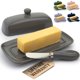 thumbnail image 1 of Zulay Mantequera con tapa para encimera - Porcelana blanca, Mantequillera de cerámica con mango ideal para cocinar - Soporte para mantequilla de diseño elegante - Mantequera duradera y resistente - Gr, 1 of 1