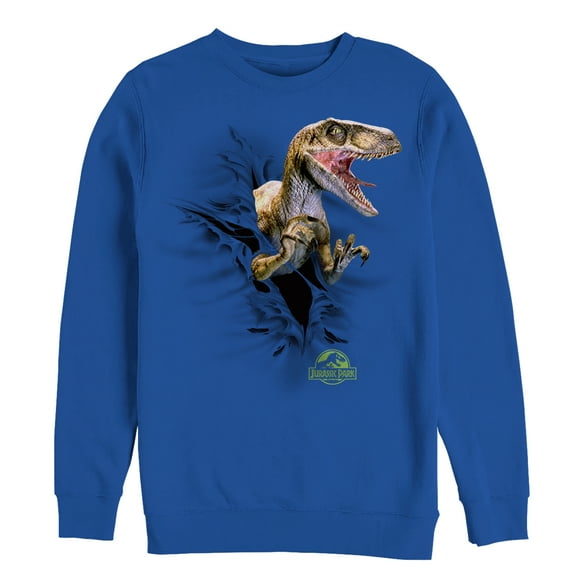 Men's Jurassic Park Velociraptor Tear Sweatshirt Royal Blue Large