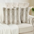 thumbnail image 2 of Home Soft Things Plush Striped Faux Fur Throw Pillow Covers, Modern Soft Pillow Cases for Sofa or Bed, Pillow Inserts Not Included, Set of 2, 20" x 20", Amanda Stripe-Oatmeal, 2 of 10