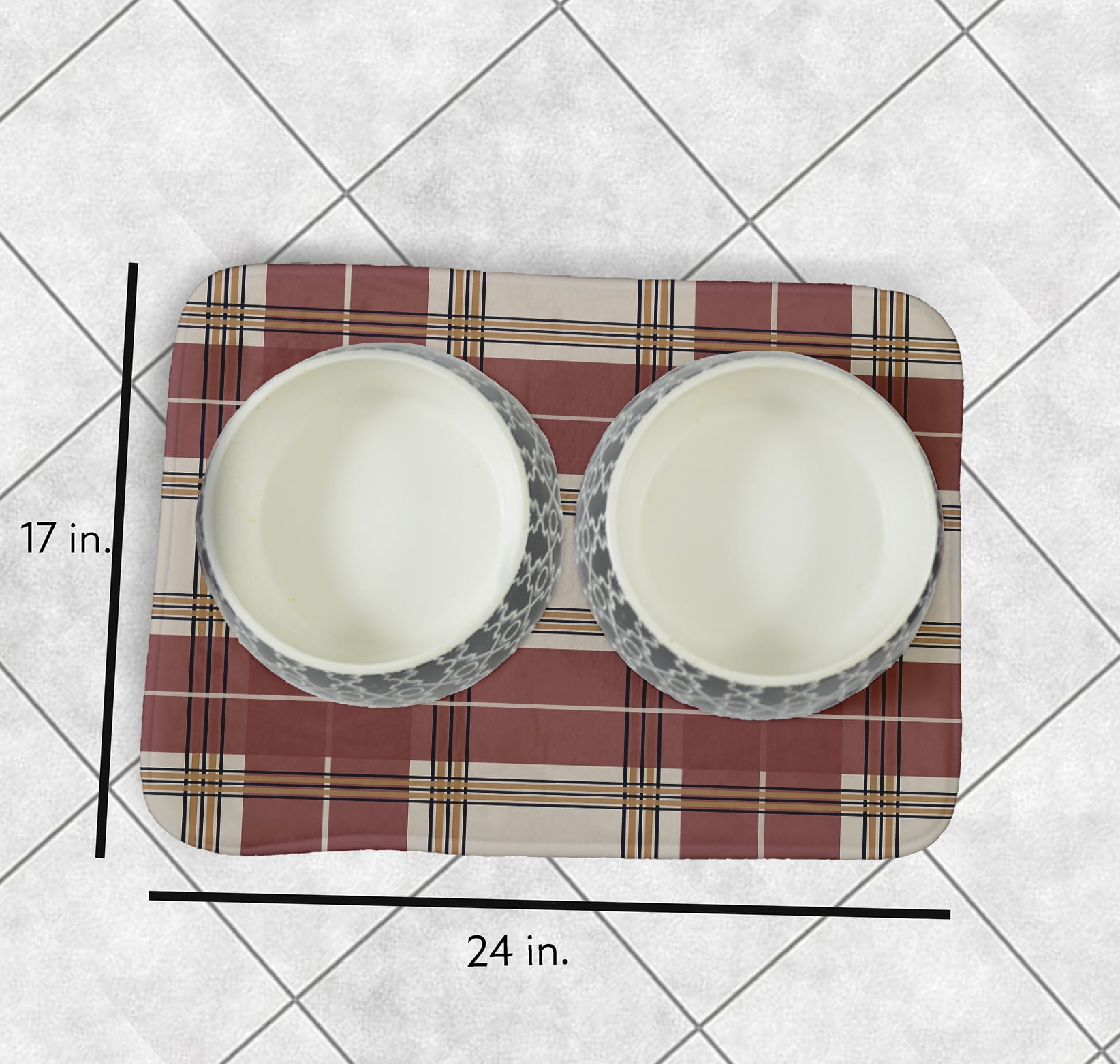 Simply Daisy Scotish Plaid Pet Feeding Mat for Dogs and Cats