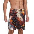thumbnail image 2 of Logiee Colorful Abstract Eagle Print Men's Pajama Shorts with Drawstring & Pockets,Sleep Shorts for Men,Sleepwear Bottoms,Elastic Waistband Loungewear-Small, 2 of 6