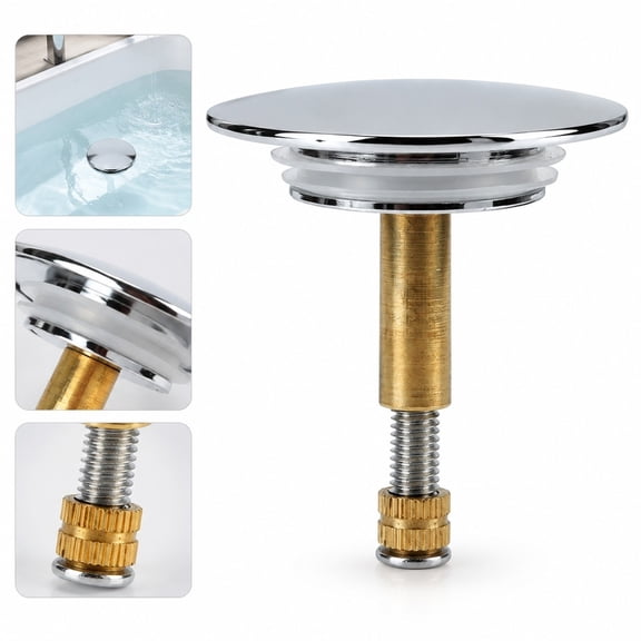 70mm Adjustable Brass Bathtub Drain Plug, Universal Bathtub Stopper with Silicone Seal for Bathroom Tub