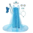 thumbnail image 3 of Disney disfraz de Frozen para niñas, vestido de princesa Elsa con lentejuelas, Reina de la nieve, Halloween, fiesta de cumpleaños, graduación, ropa con capa, 3 of 4
