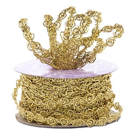 Open Alzak Trim - 8mm X 10 Yards Gold Open Swirl Trim by Paper Mart