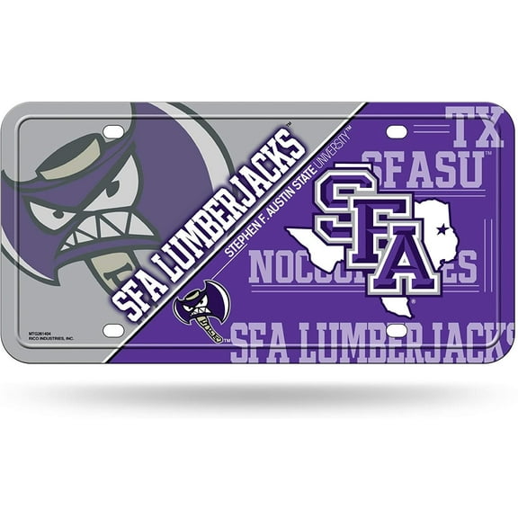 Stephen F Austin University Lumberjacks Metal Auto Tag License Plate, Split Design, 6x12 Inch