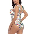 thumbnail image 5 of Yiaed Colorful Spots Print Women's Ruffled One Piece Swimsuit V Neck Swimwear Slimming Monokini for Woman-X-Large, 5 of 8