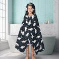thumbnail image 6 of Dark Blue Dinosaurs Silhouette Pattern Hooded Bath Towel Wrap for Teens Ages 3 To 12, Soft Lightweight Quick Dry Microfiber Bath Beach Pool, 60"x35", 6 of 6