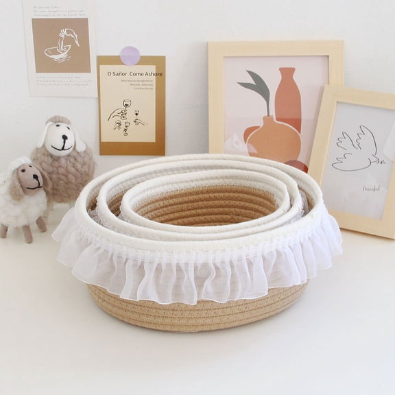 Milisten Cotton Rope Woven Makeup Organizer Basket for Vanity Tabletop Storage and Decorative Home Use in Multiple Colors