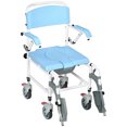 thumbnail image 2 of HomCom Accessibility Commode Wheelchair with 4 Castor Wheels, Blue, 2 of 9