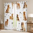 thumbnail image 2 of Homewish Golden Retriever Dog Blackout Curtains,Cartoon Animal Curtains Pack of 2 (42x84 Each),White,Dandelion Flower Decor, 2 of 6