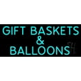 thumbnail image 1 of Gift Baskets Balloons Turquoise LED Neon Sign 13" Tall x 32" Wide - inches, Black Square Cut Acrylic Backing, with Dimmer - Premium built indoor Sign for Storefront, Store interior., 1 of 7
