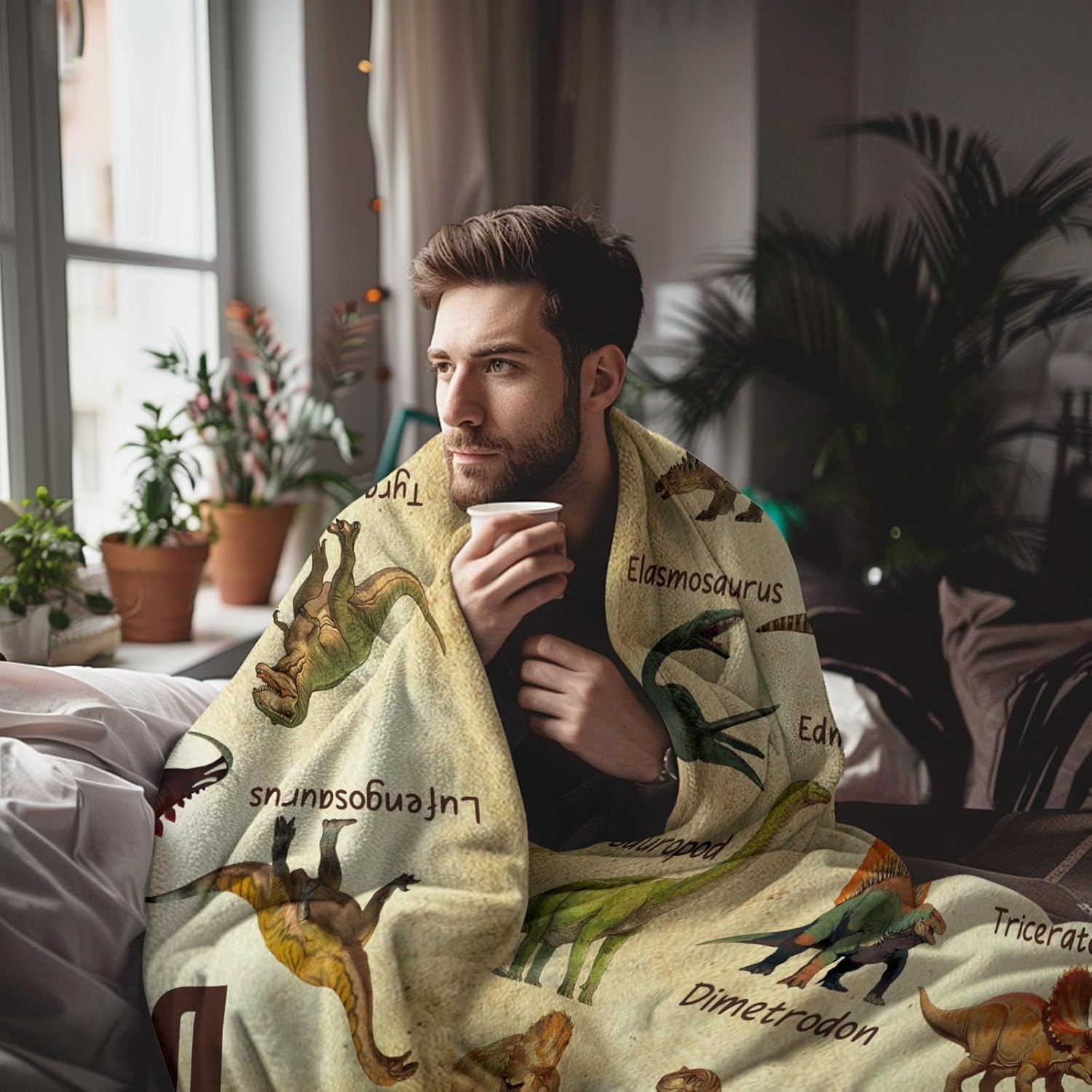 Kuscheln Dinosaur Blanket, Educational Gifts for Dinosaur Lovers Children Boy Girl, Dinosaurs Throw Blanket Ultra-Soft Skin-Friendly for Sofa Bed Home Dino Room Decor