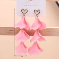 thumbnail image 6 of Ziurtnc 1 Pair Women Hanging Earrings Flower Shape Bohemian Style Petal Tassel Hollow Heart Lady Ear Jewelry Prom Beach Dangle Earrings, 6 of 8