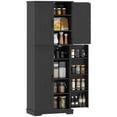 thumbnail image 1 of Tall Black Pantry Cabinet - 64" Kitchen Storage with Adjustable Shelves & Spice Racks for Dining Room, Laundry, Farmhouse Style Cabinet, 1 of 7