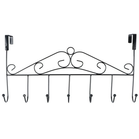 

Iron Hooks Over The Door Hook Storage Organizer Rack Traceless Hooks Storage Hook for Bedroom Bathroom Livingroon (Black)