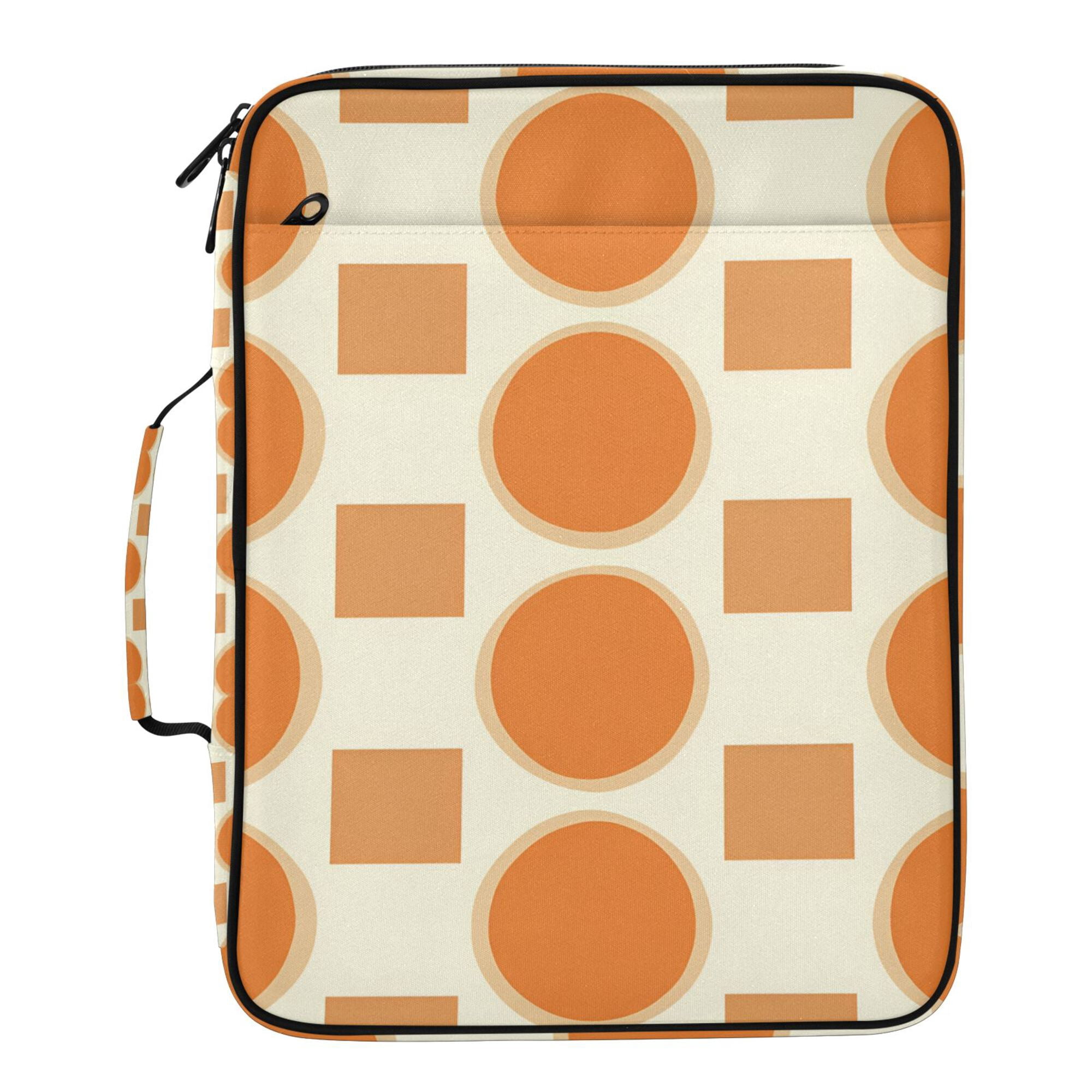 FORMRS Accordion File Folder A4 Size 7-Pocket Expanding Document Organizer Bag with 3 Ring Binder, Orange Geometric Pattern