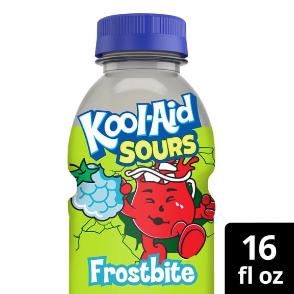Kool-Aid Sours Artificially Flavored Drink, 1 Bottle, for On-the-Go Hydration, Frostbite, Sour Candy Flavor, No Artificial Dyes, 16 oz