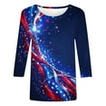 thumbnail image 4 of YUGYXL Womens United States Shirt Plus Size 3/4 Sleeve Tshirts Loose Fit Summer Tops July 4th Festival Blouses Ladies Crew Neck Tunics Tees Multicolor S, 4 of 5