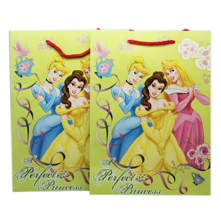 Disney Princess Belle, Cinderella, and Aurora Yellow Medium Size Gift Bags (2pc)