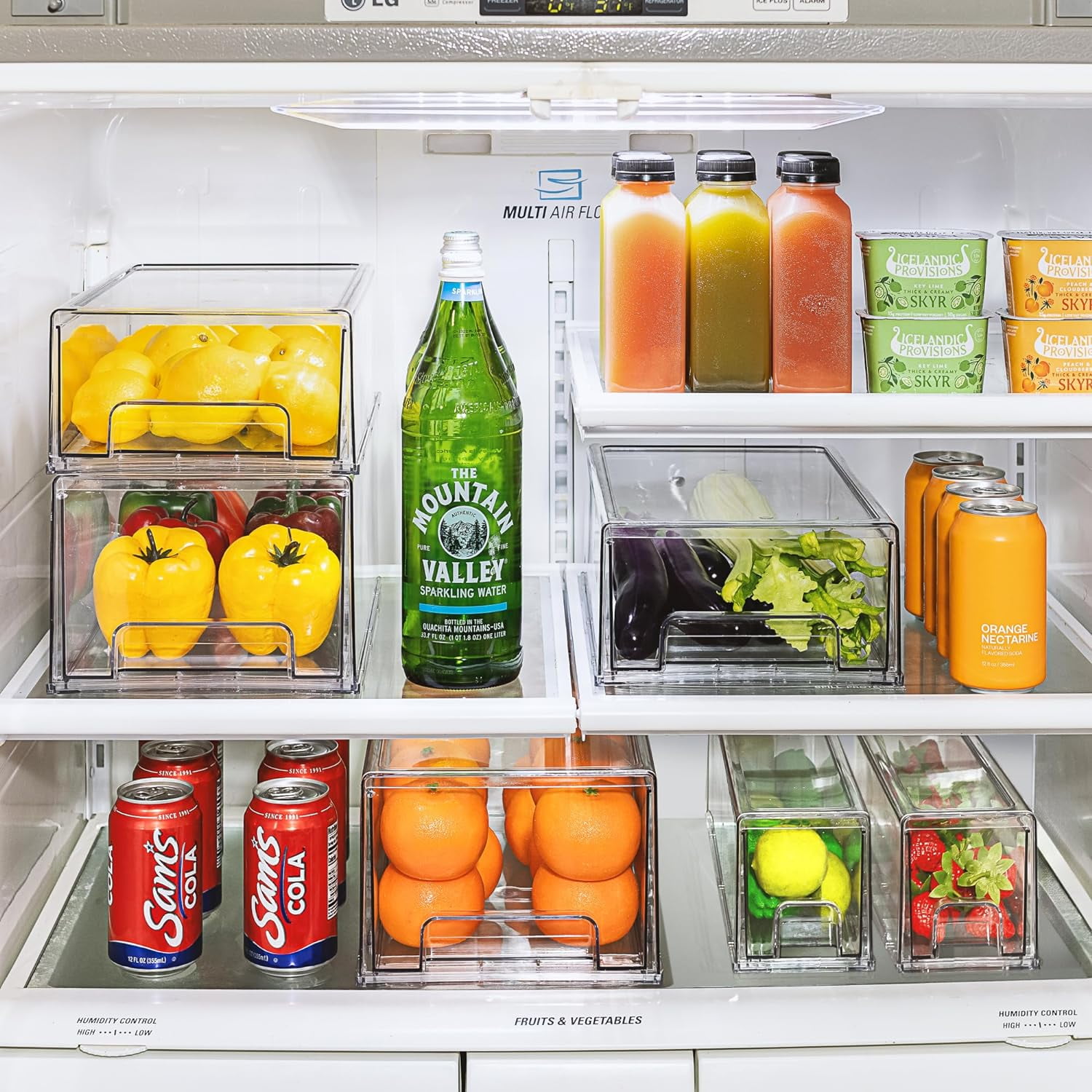Sorbus Fridge Drawers - Clear Stackable Pull Out Refrigerator Organizer Bins (1 Large, 2 Small)