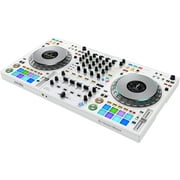 Pioneer DJ DDJ FLX10 Limited Edition 4-Channel DJ Controller for rekordbox and Serato - White Bundle with Laptop Stand, Gearlux Headphones, and Austin Bazaar Polishing Cloth