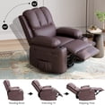 thumbnail image 3 of 360 Degree Swivel Recliner with Heated Massage, PU Leather Lounge Sofa with Cup Holders and Storage Pocket, Modern Single Seat for Living Room Bedroom Home Theater, 3 of 5