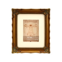 DUCIHBA 8x10 Antique Gold Ornate Hand Crafted Resin Picture Frame with Mat Display 5x7, Tempered Glass and Velvet Backing, Decorative Scallop Edge Design for Home Decor, Photo Gallery, Art, More