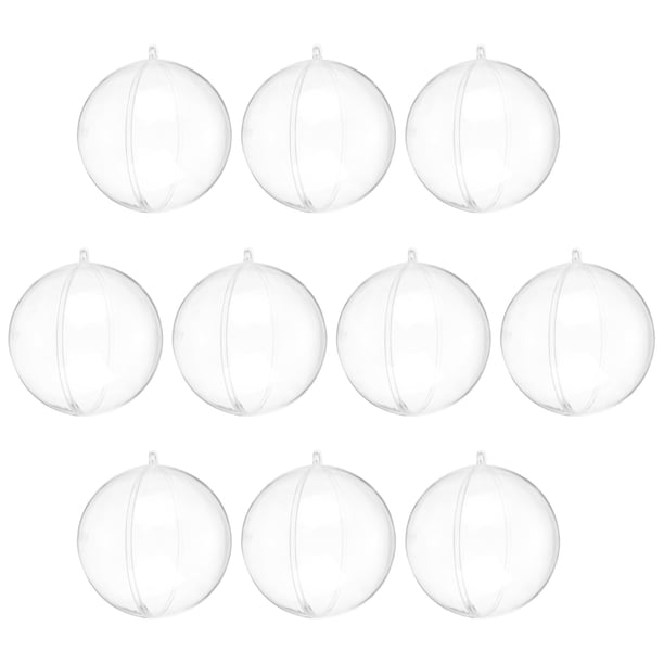Paquete de 10 Bolas Transparentes Rellenables de 2.8 Pulgadas, Bolas de Plástico Colgantes Decorativas para Manualidades DIY