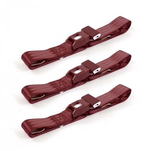 Standard 2 Point Burgundy Lap Bench Seat Belt Kit for 1941-1948 Ford - 3 Belts