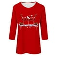 thumbnail image 3 of Women's Christmas Graphic Shirts Crewneck 3/4 Length Sleeve Casual Pullover Tee Tops Loose Soft Fit T Shirt, 3 of 3